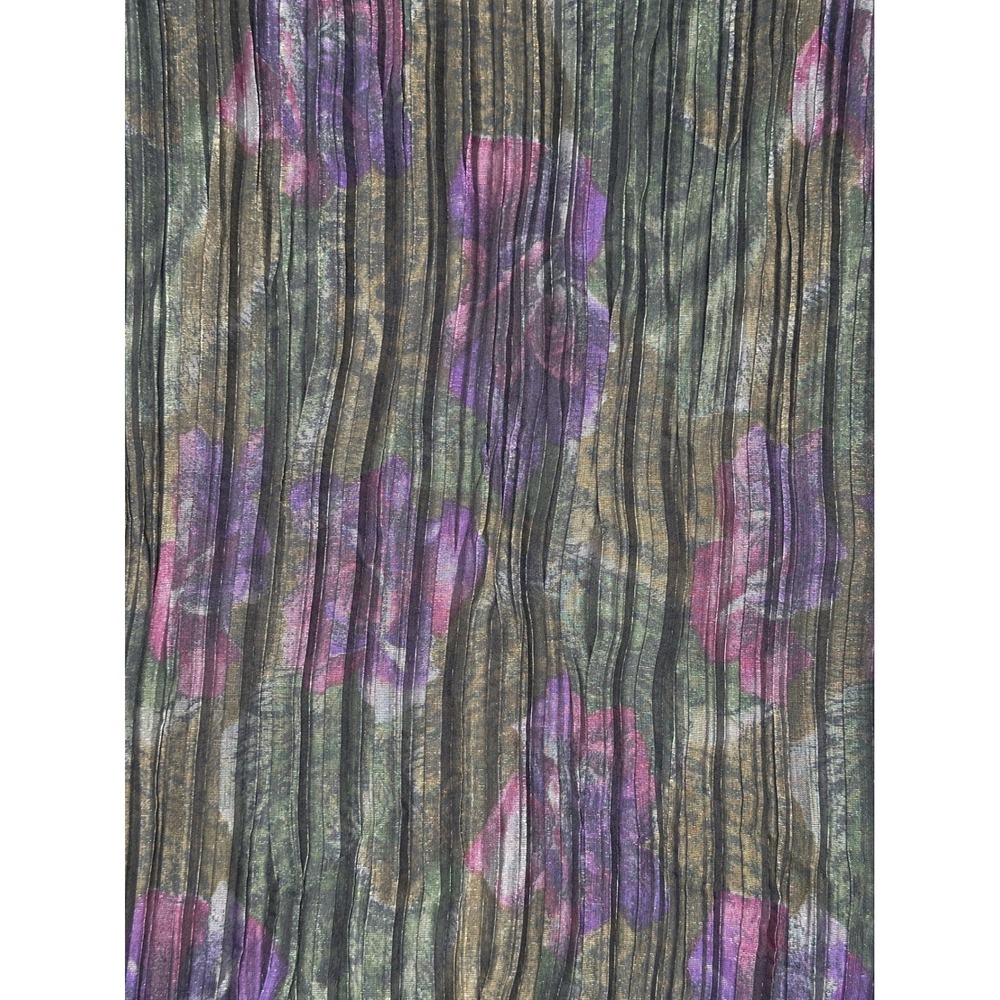 New Cache Blazer 1 Medium Purple Green Metallic Floral Pleated Vintage Jacket - Picture 6 of 13